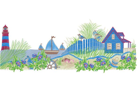 A Designer's Take on the Beautiful House Near Ocean Embroidery File