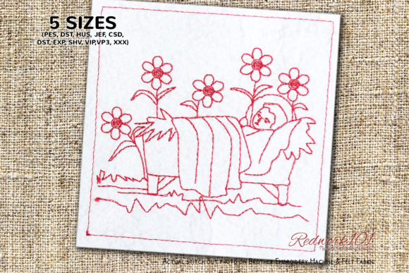 Christmas Nativity Redwork Embroidery for Boutique Apparel