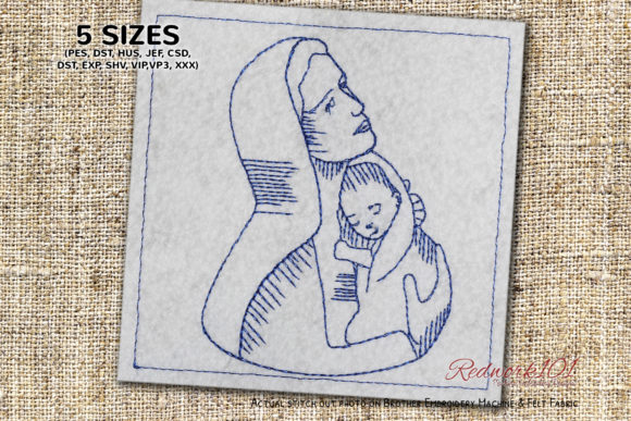 Mary Holding Baby Jesus Redwork Embroidery Review