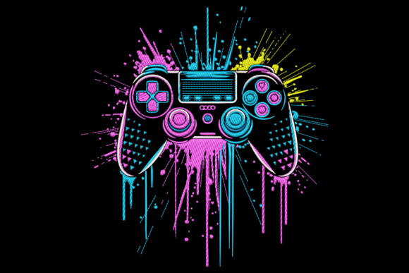 Neon Game Controller Embroidery for Seasonal Product Success