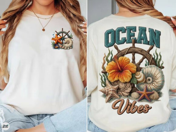 Ocean Vibes Embroidery for Boutique Apparel